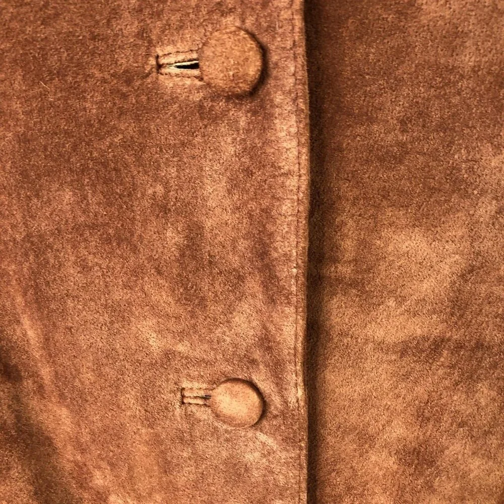 Vintage Nuons Suede Jacket Womens 6 Brown Genuine Leather Blazer - Picture 16 of 16